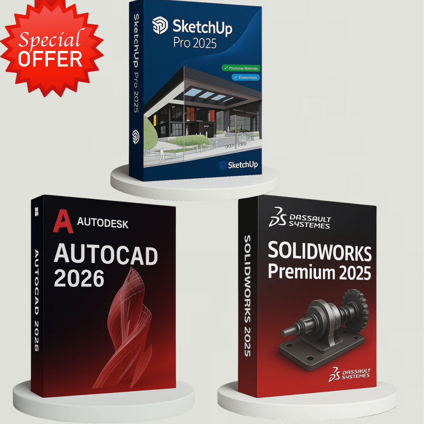 AutoCAD 2026 + SolidWorks Premium 2025 + SketchUp Pro 2025 Complete 3D Design & CAD Suite for Windows & macOS