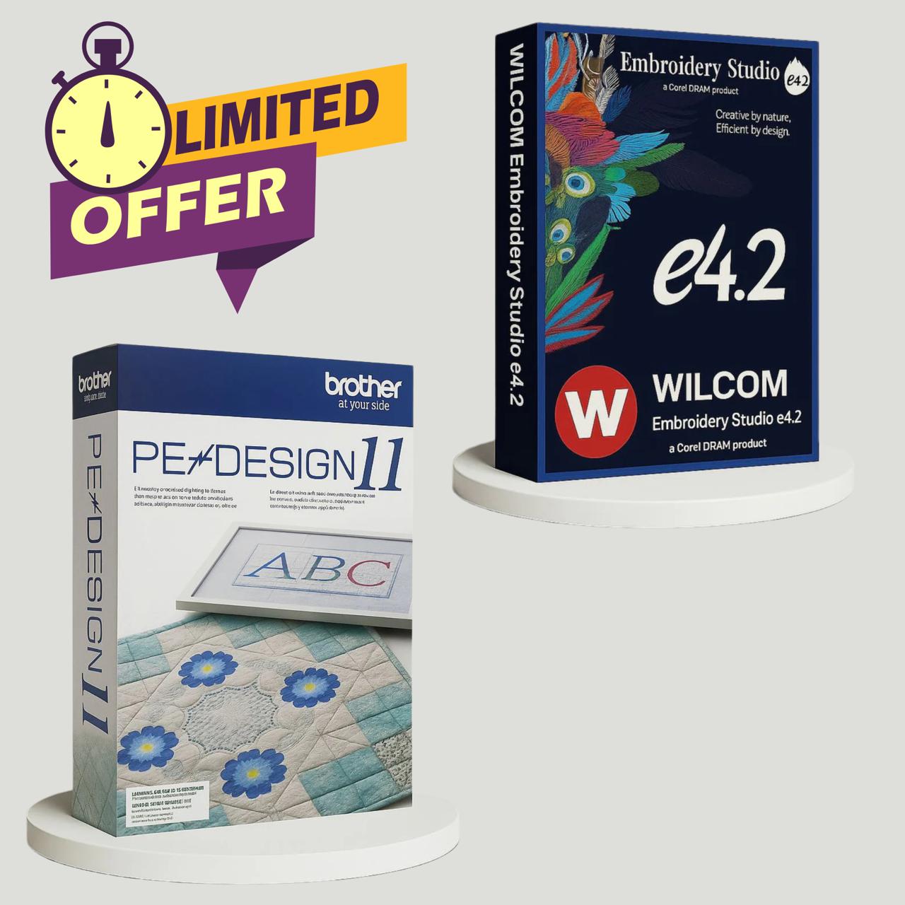 Wilcom Embroidery Studio e4.2 + Brother PE-Design 11 – Complete Professional Embroidery Design Suite | Limited Time Offer